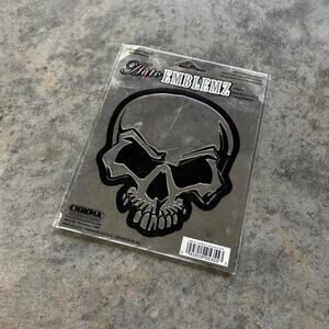 Y2K Deadstock Chrome Skull Car Decal